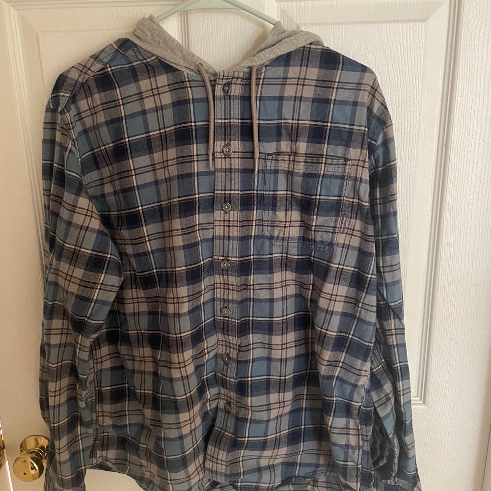 Eddie Bauer Flannel Button Up Hoodie